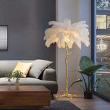 White Feather Tree Design Table Lamp