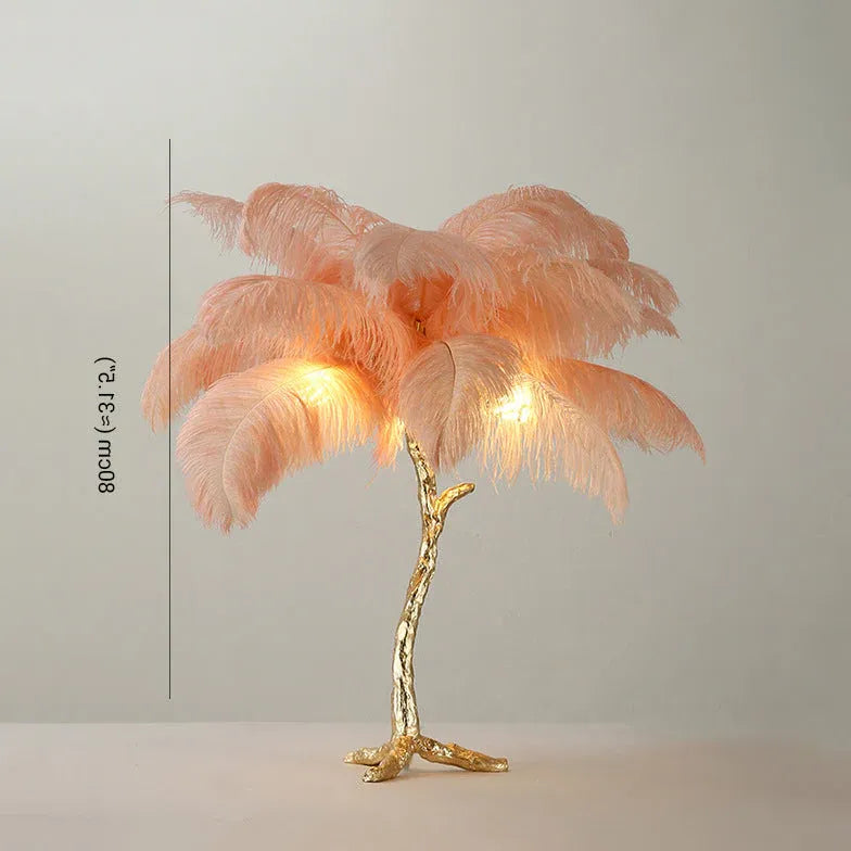 White Feather Tree Design Table Lamp