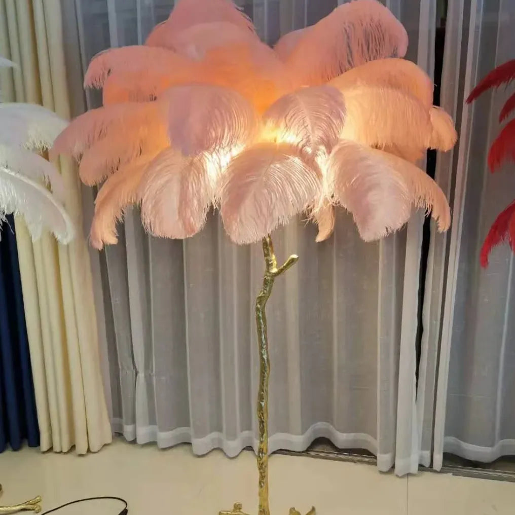 White Feather Tree Design Table Lamp