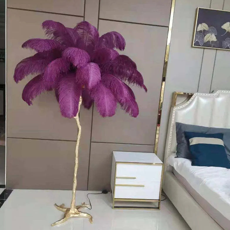 White Feather Tree Design Table Lamp