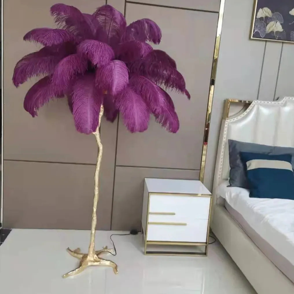 White Feather Tree Design Table Lamp