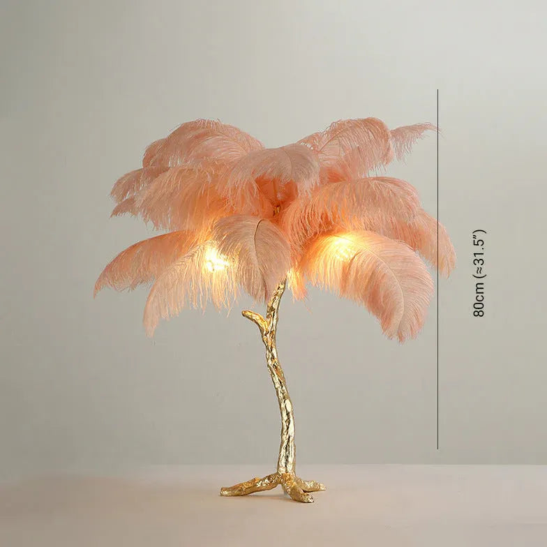 White Feather Tree Design Table Lamp