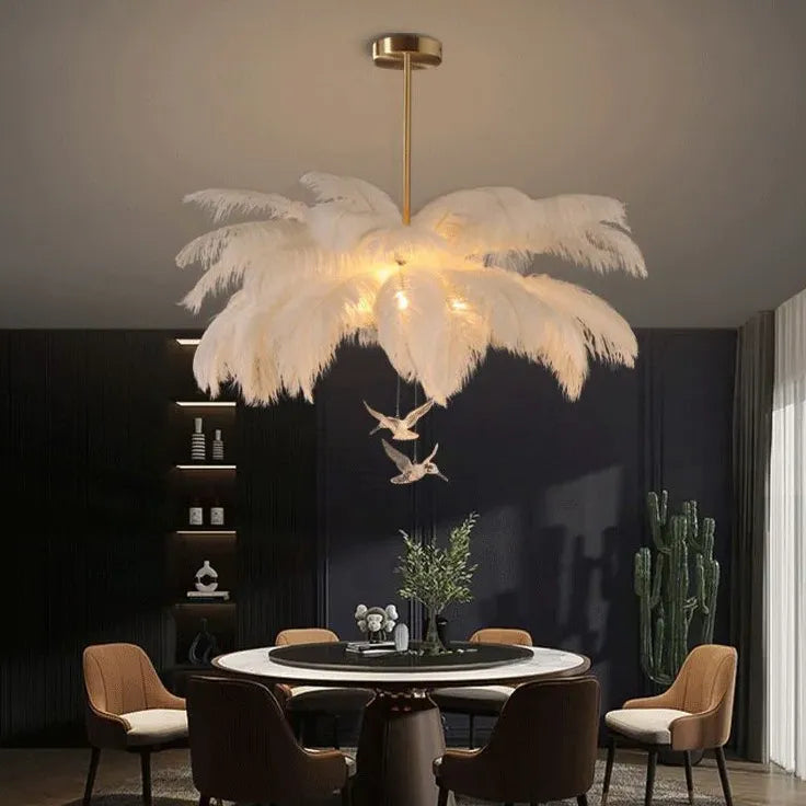 Feather Decor Design Modern White Pendant Light