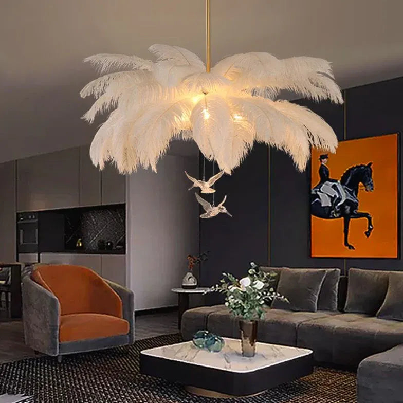 Feather Decor Design Modern White Pendant Light