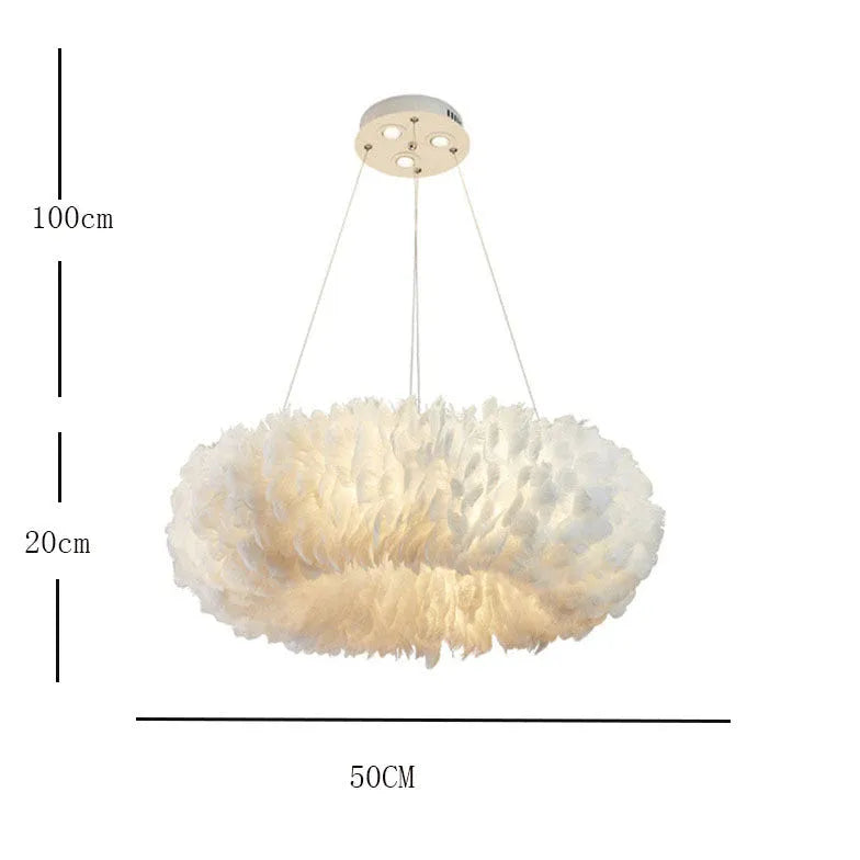 Plush Feathers Bedroom White Pendant Light