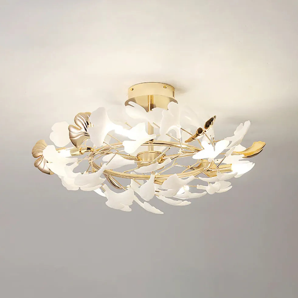 Ginkgo Leaf Gold Modern Flush Ceiling Lights