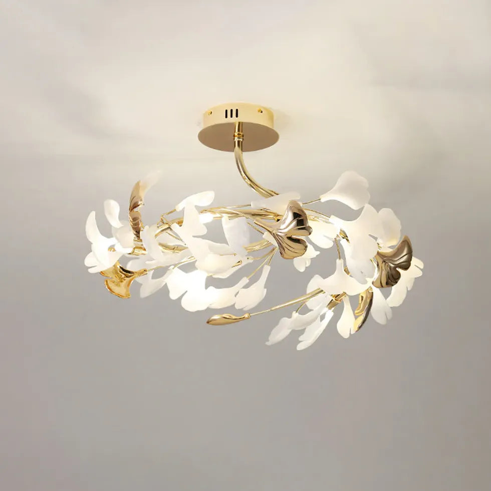 Ginkgo Leaf Gold Modern Flush Ceiling Lights