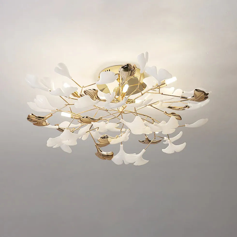 Ginkgo Leaf Gold Modern Flush Ceiling Lights