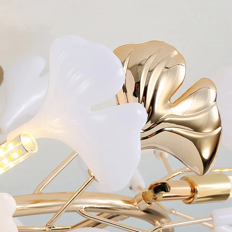 Ginkgo Leaf Gold Modern Flush Ceiling Lights