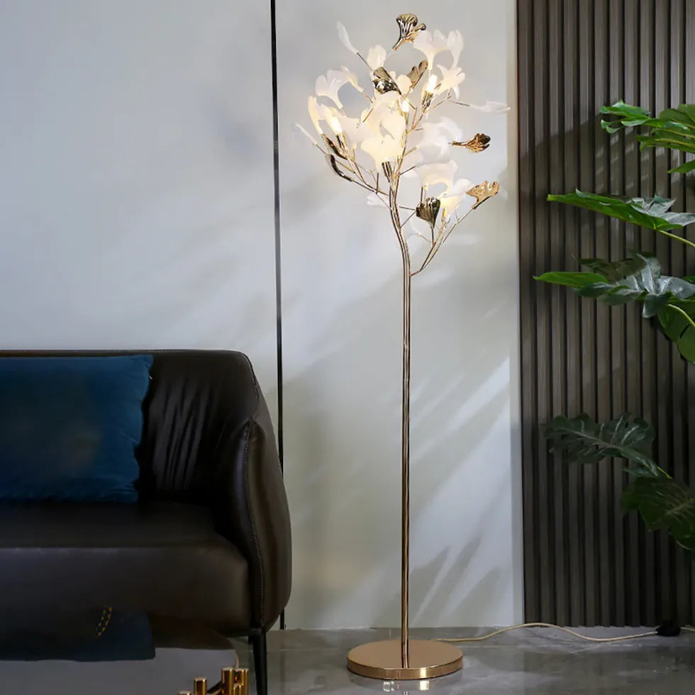 Ginkgo Tree Design Metal Floor Lamp