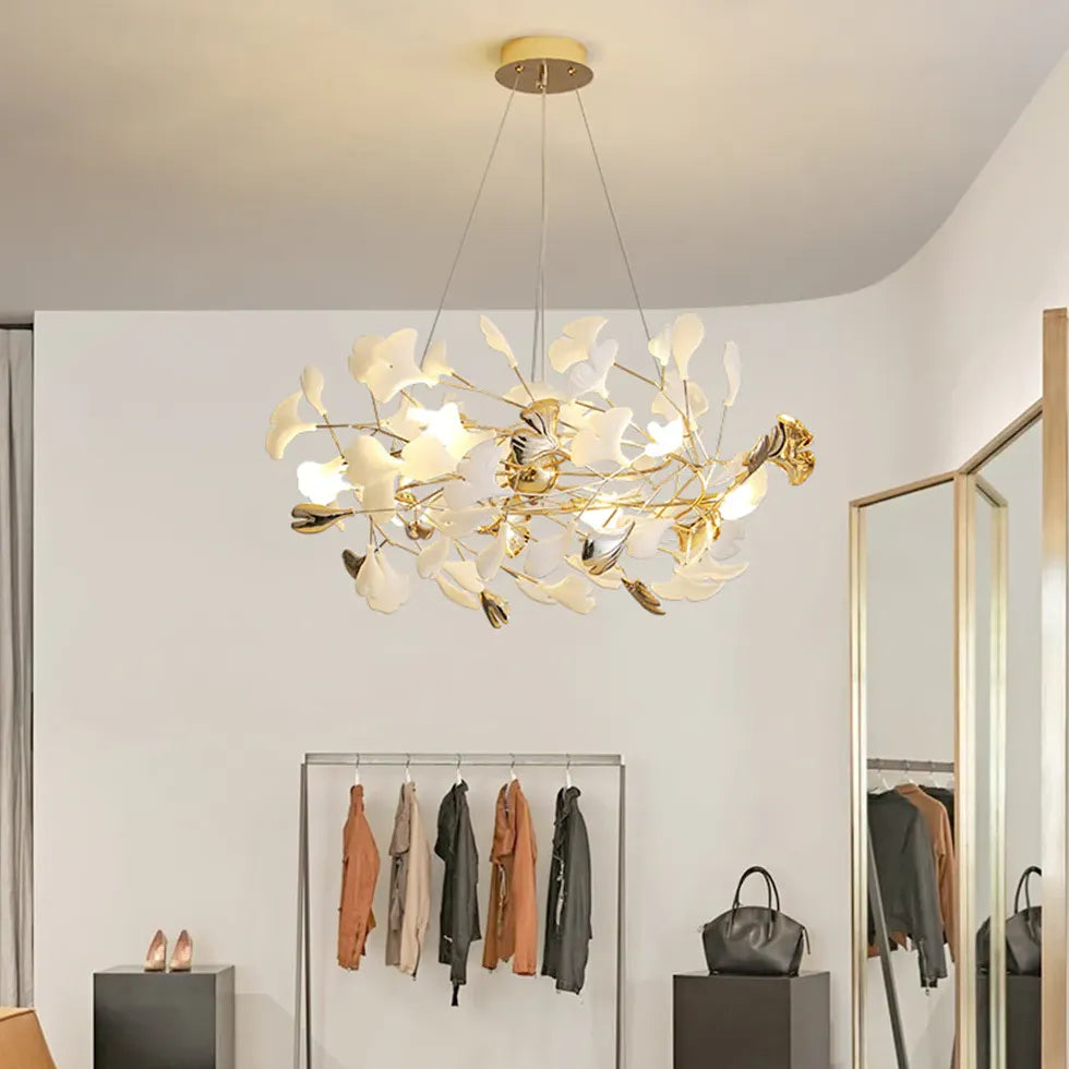 Circular Leaves Modern Gold Pendant Light