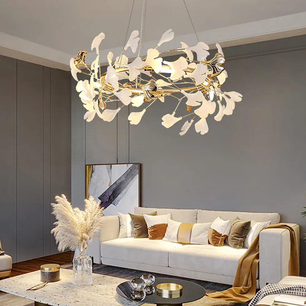 Circular Leaves Modern Gold Pendant Light