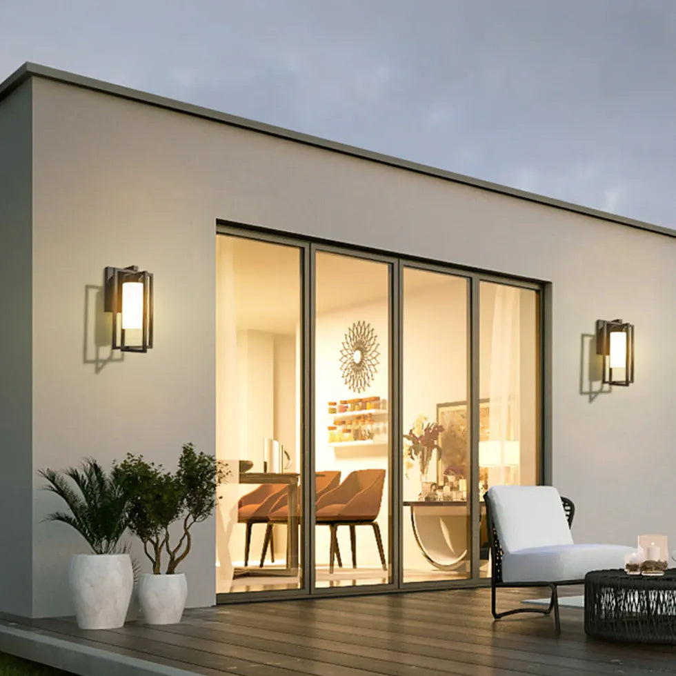 Rectangular Frame Cylindrical Outdoor Wall Lights