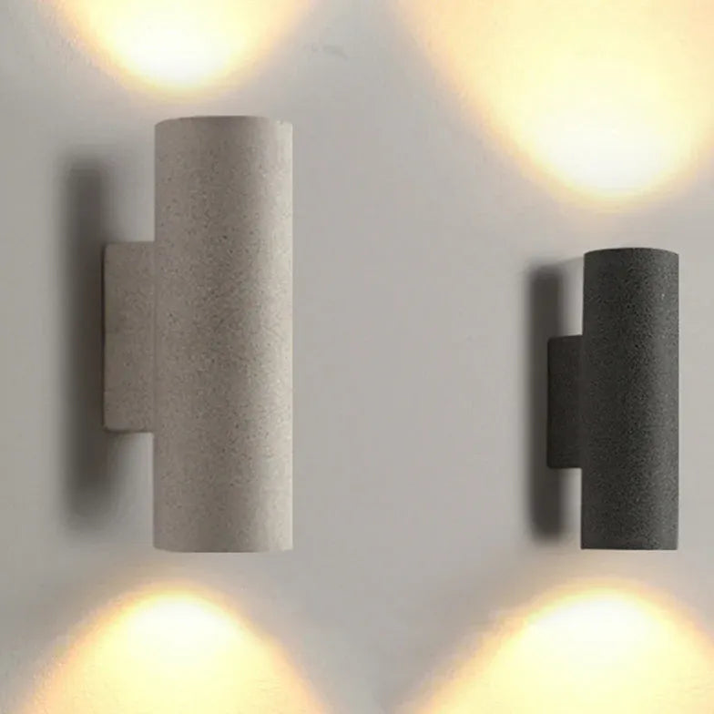 Textured Cylinder Outdoor Up and Down Wall Lights