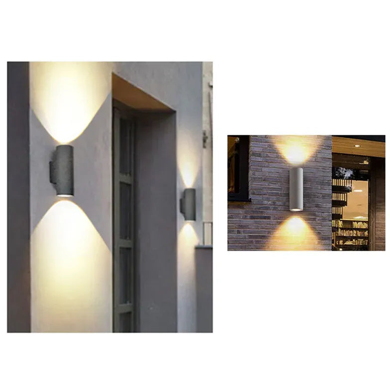 Textured Cylinder Outdoor Up and Down Wall Lights