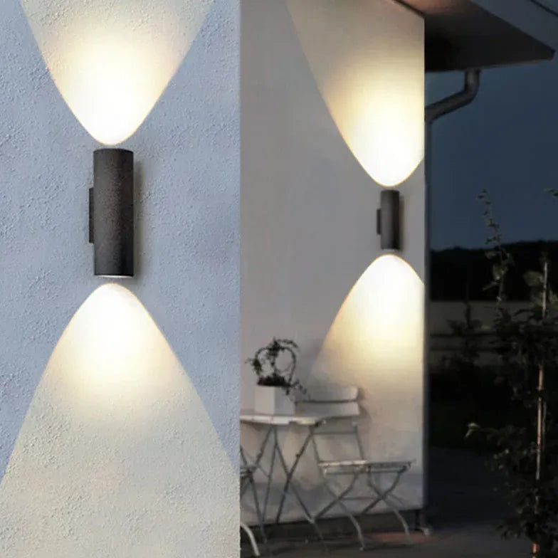 Textured Cylinder Outdoor Up and Down Wall Lights