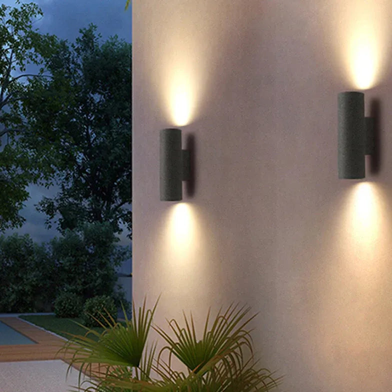 Textured Cylinder Outdoor Up and Down Wall Lights