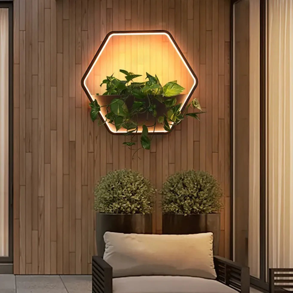 Hexagonal Plant Led Outdoor Wall Lights