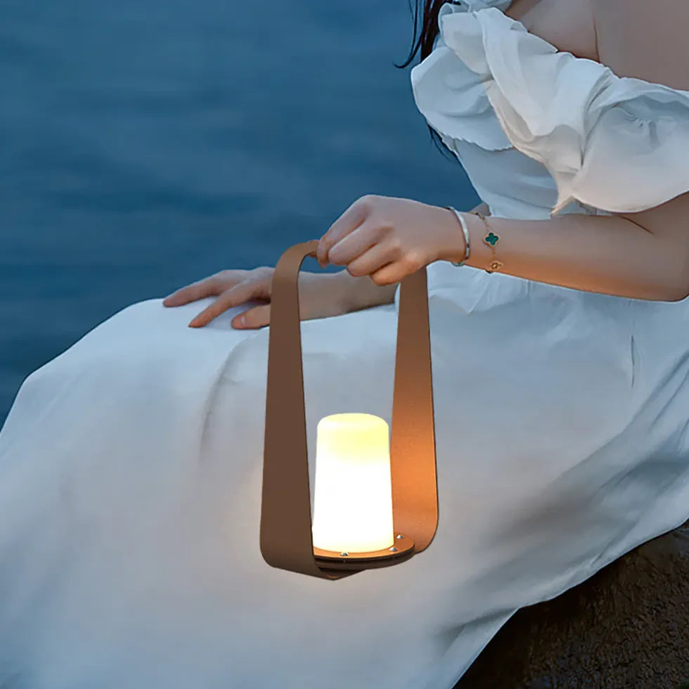 Cylindrical Portable Lantern with Arched Handle