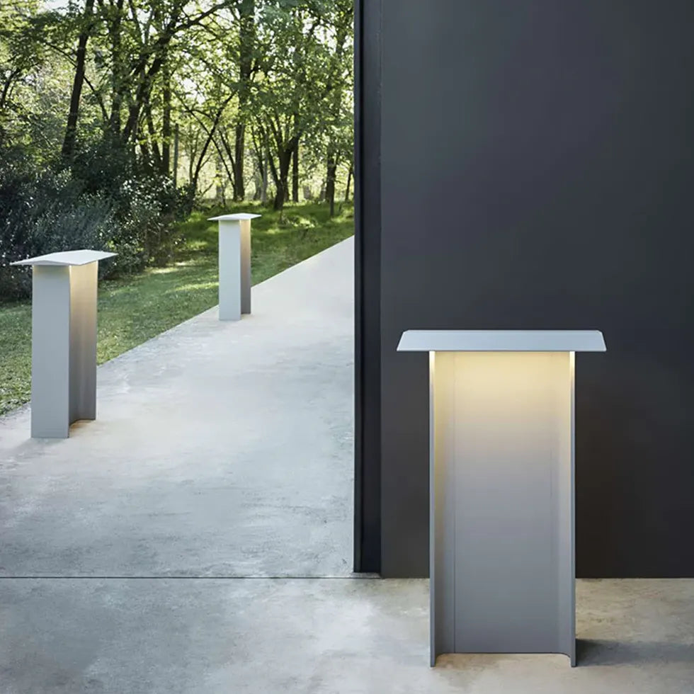 Flat Roof Black Garden Bollard Lights