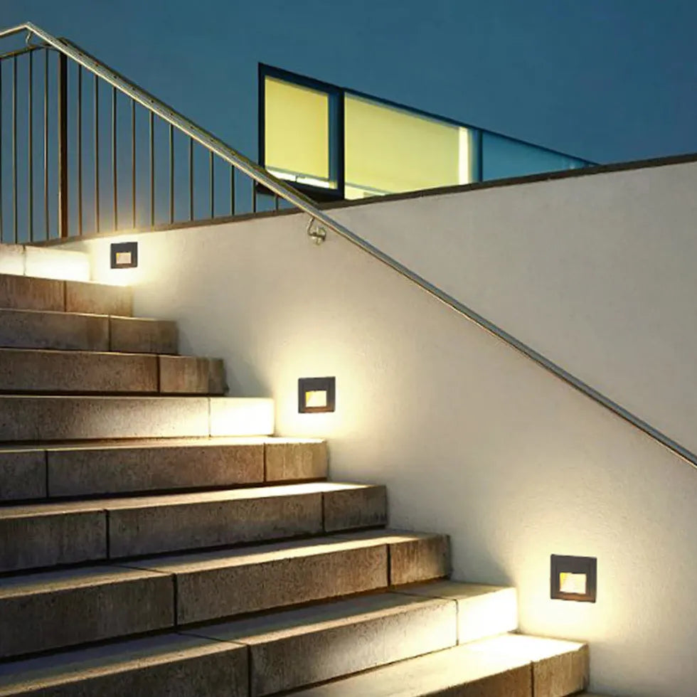 Geometric Recessed LED Step Outdoor Lights