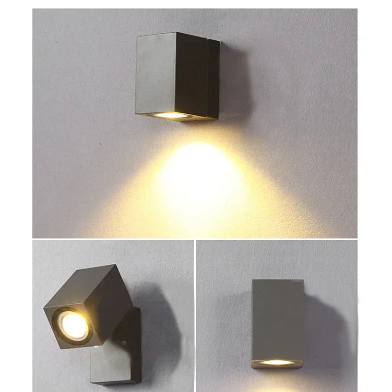 Rotating Cube-Shaped Outdoor Wall Lamp