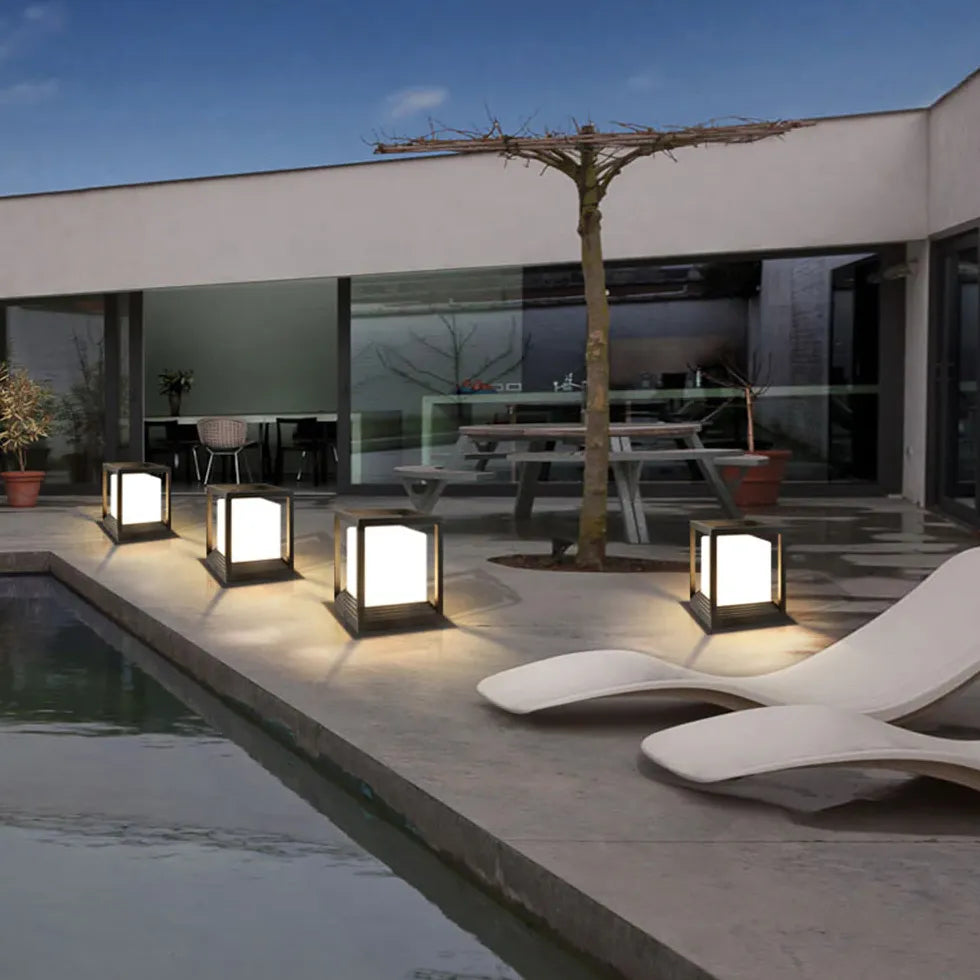 Cube Modern Outdoor Pillar Lights