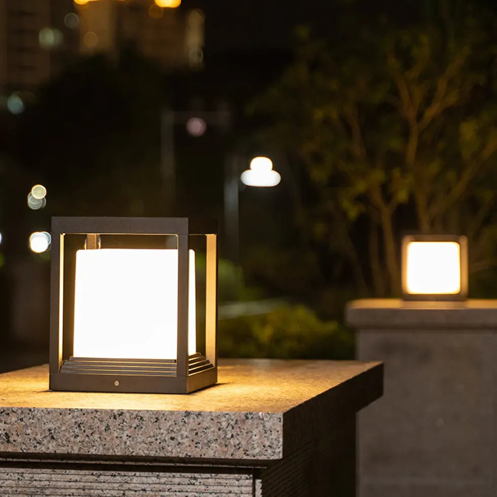 Cube Modern Outdoor Pillar Lights