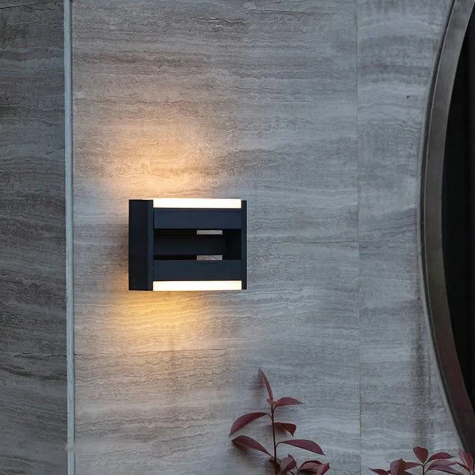 Warm White Rectangular Outdoor Up and Down Wall Lights