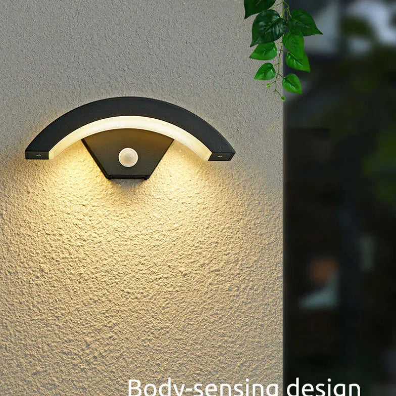 curved wall light black with sensor