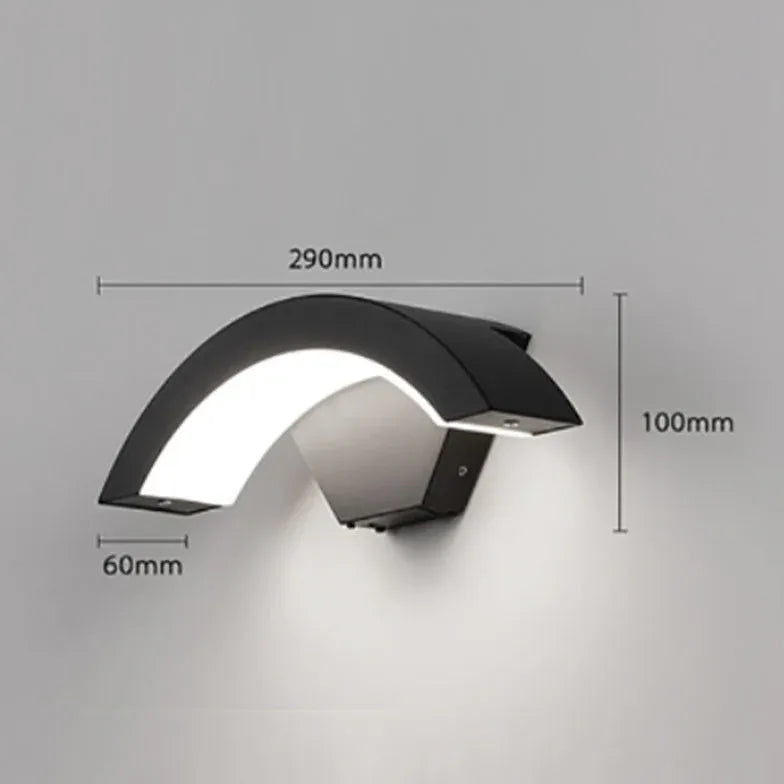 curved wall light black with sensor