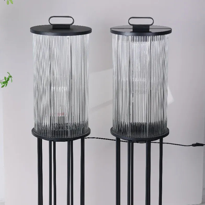 Transparent Vertical Striped Outdoor Floor Lamp