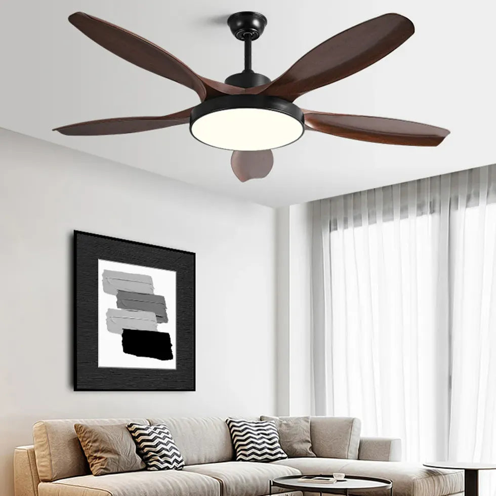 White Disc Wooden Ceiling Fan with Light