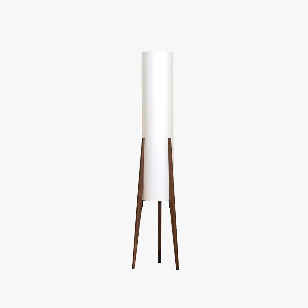 Cylindrical Floor Lamp with Wooden Stand