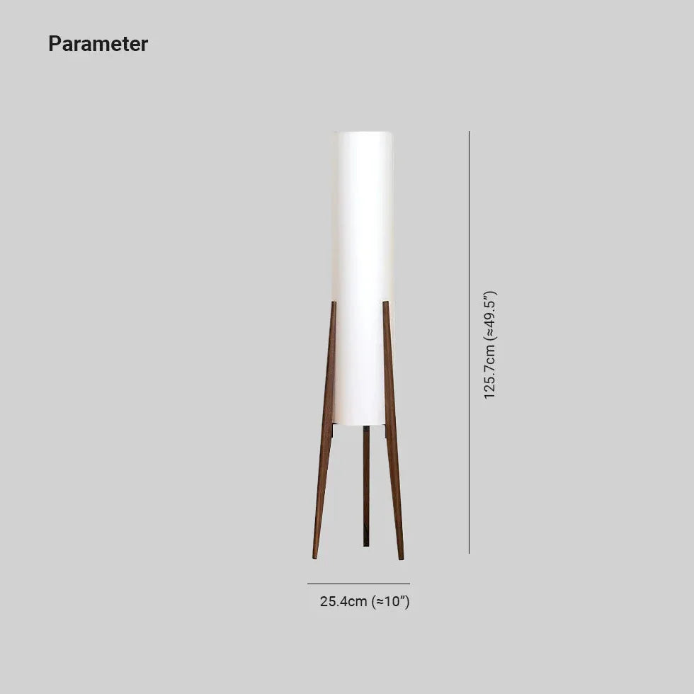 Cylindrical Floor Lamp with Wooden Stand