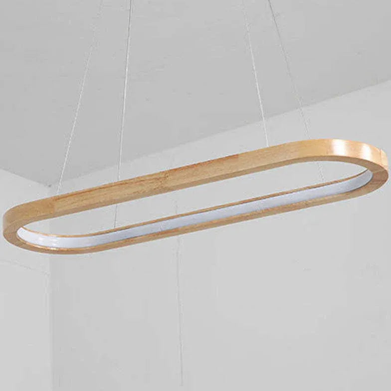 Oval Wooden Minimalist Dining Room Pendant Light