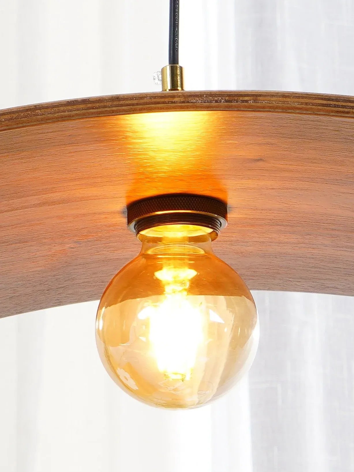 Streamlined Waves Vintage Wooden Pendant Light