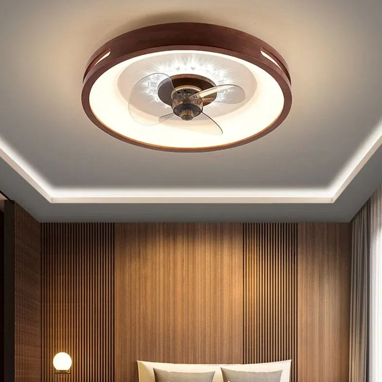 Round Border Wooden Ceiling Fan with Light