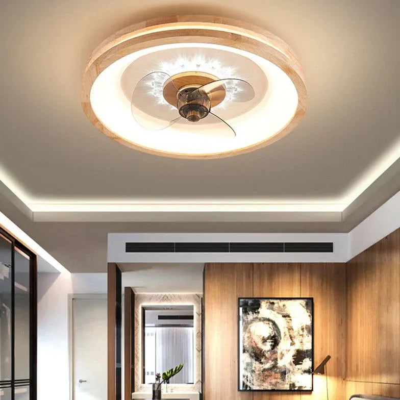 Round Border Wooden Ceiling Fan with Light