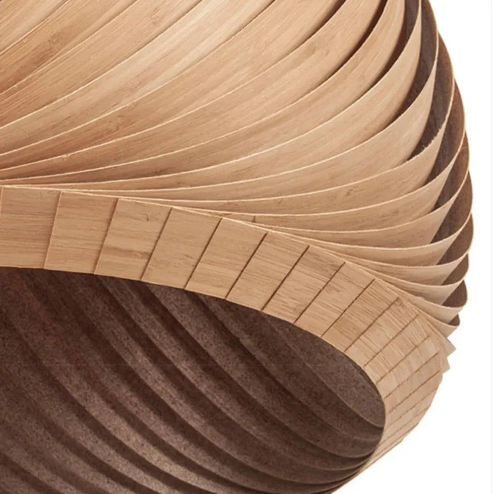 Hemispherical Spiral Wooden Pendant Light