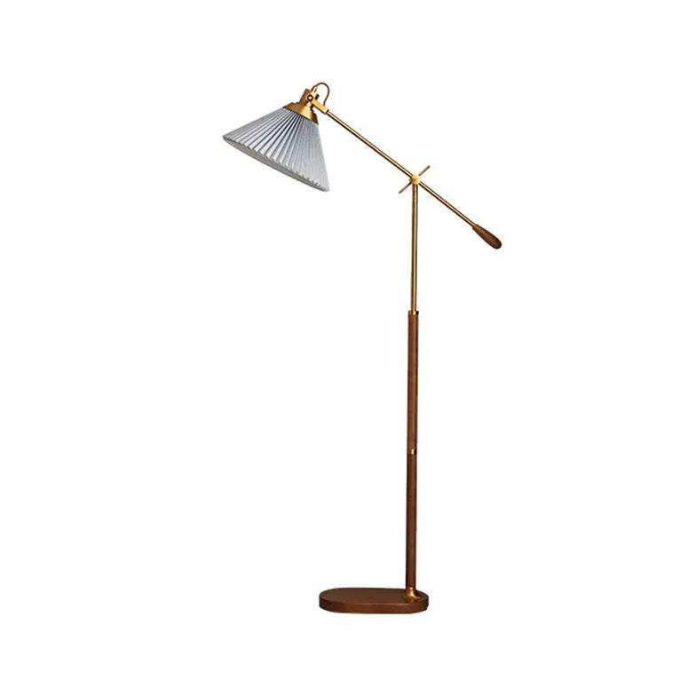 Pleated Cone-Shaped Vintage Adjustable Floor Lamp