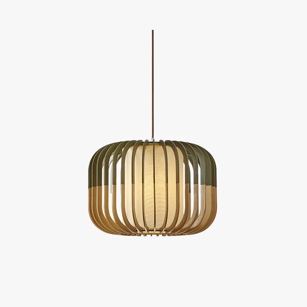 Hollow Green Dining Room Wooden Pendant Light