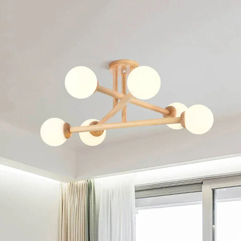 Triangle Interlacing Bedroom Wooden Flush Ceiling Lights