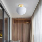 Hemispherical Corridor Wooden Ceiling Light