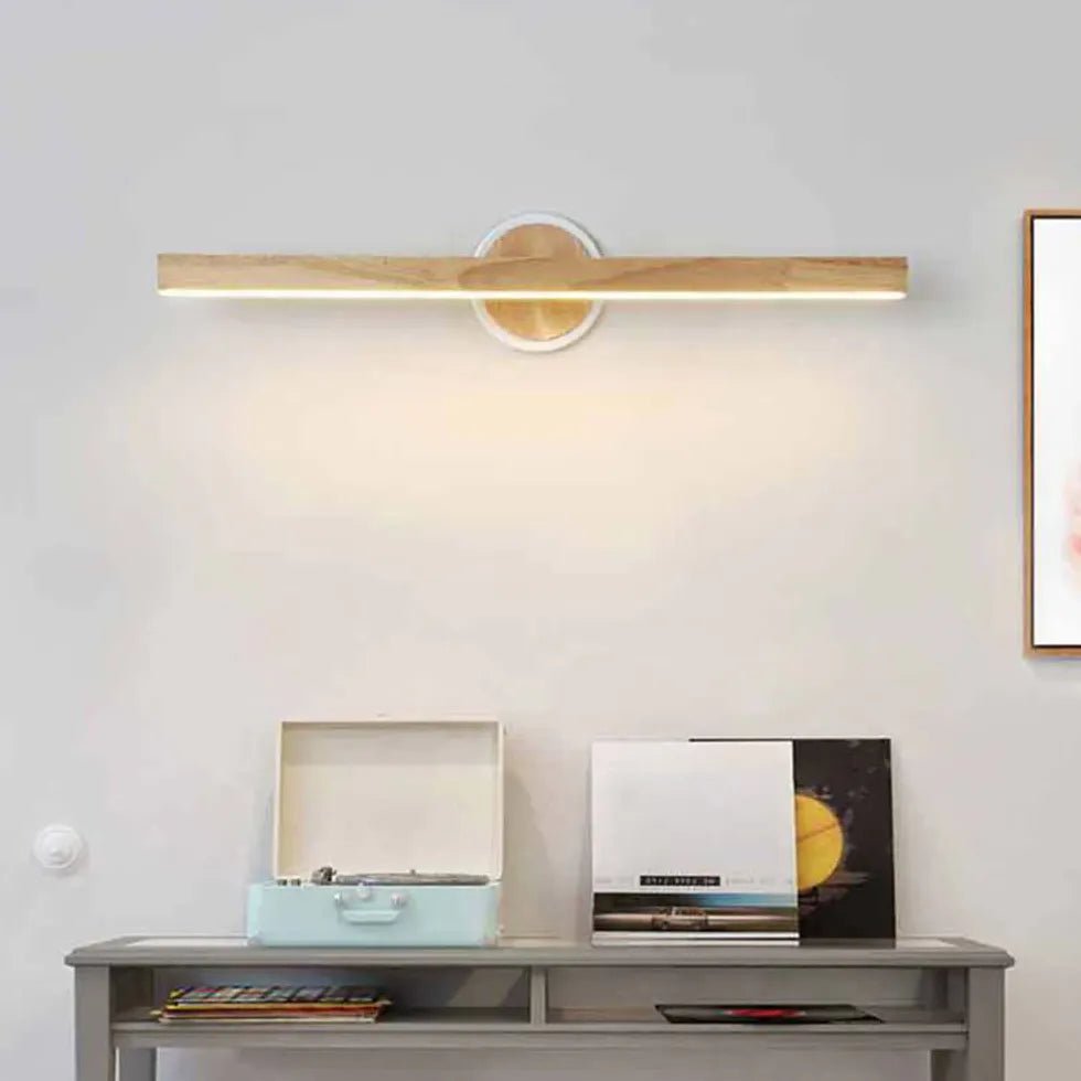 Rubber Wood Linear LED Mirror Lights