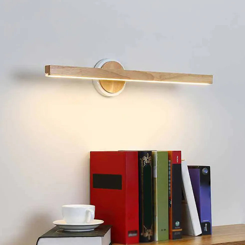 Rubber Wood Linear LED Mirror Lights