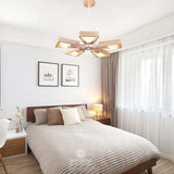 Multi-Arm Trapezoid Bedroom Wooden Pendant Light