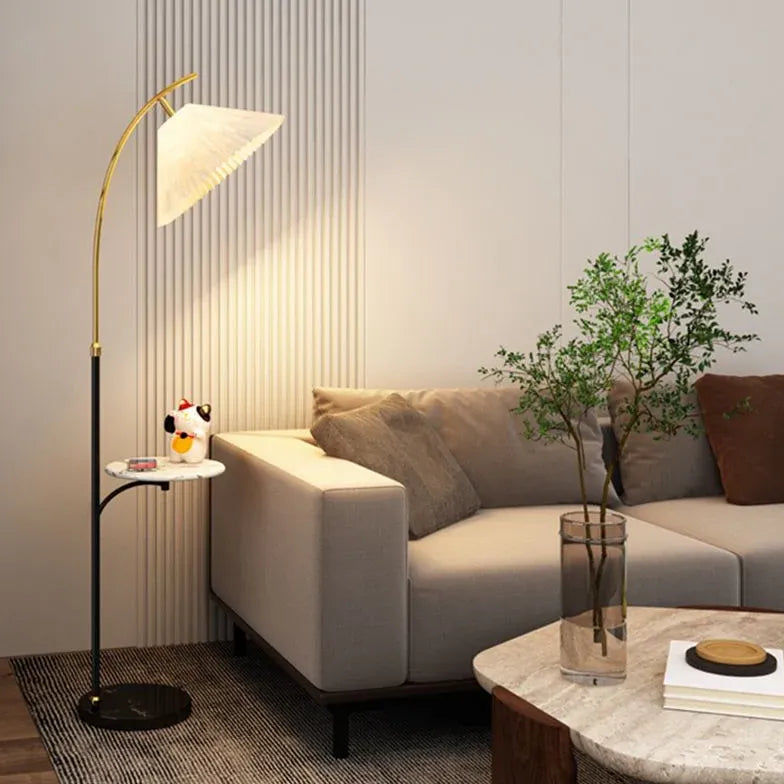 Modern Arched Floor Lamp with Small Table