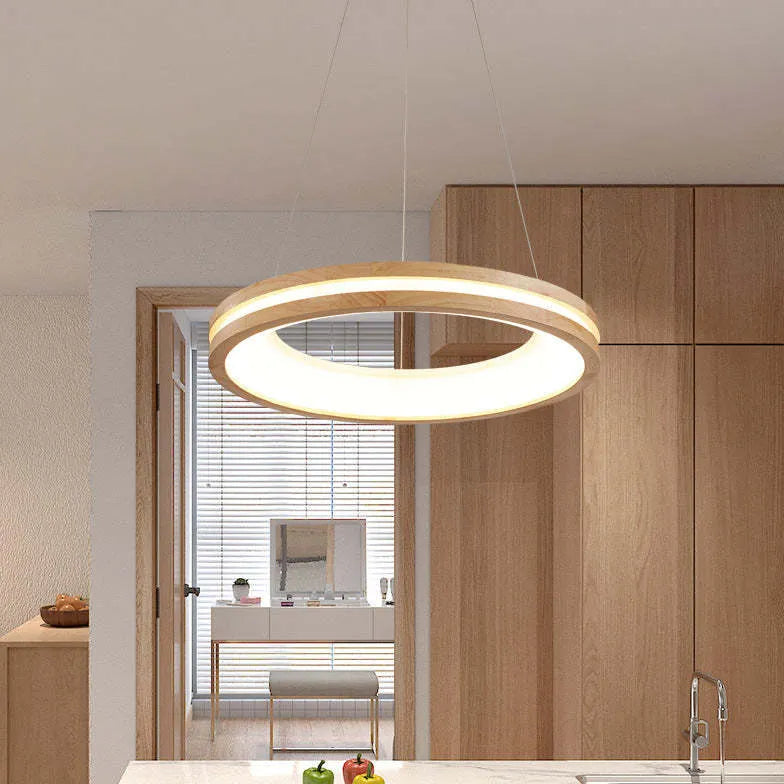 Ozawa Modern Ring Wood Pendant Light