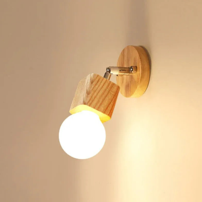 Square Globe Wooden Bathroom Spotlights